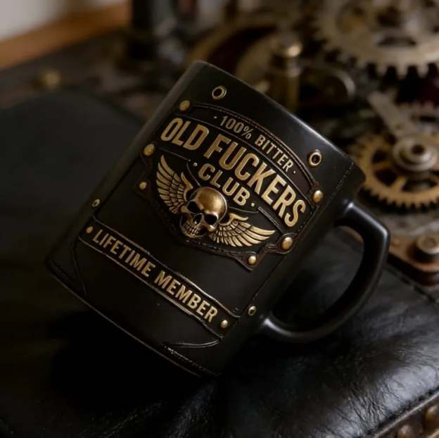 ☕ OLD FUCKERS CLUBTM Mug - 100% Bitter, Always Real. Lifetime Member. 😎💀