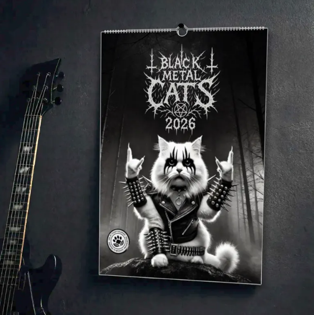🔥LAST DAY 49% OFF ❤️-Black Metal Cats 2026 - Wall Calendar 2026