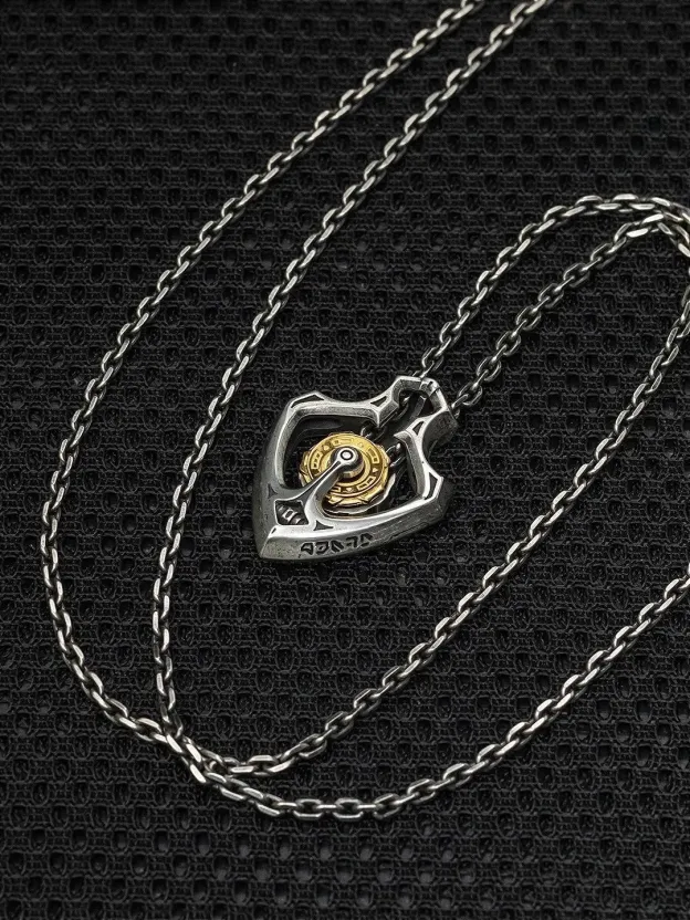 Shuttler Mechanical Rotatable Gear Pendant Necklace
