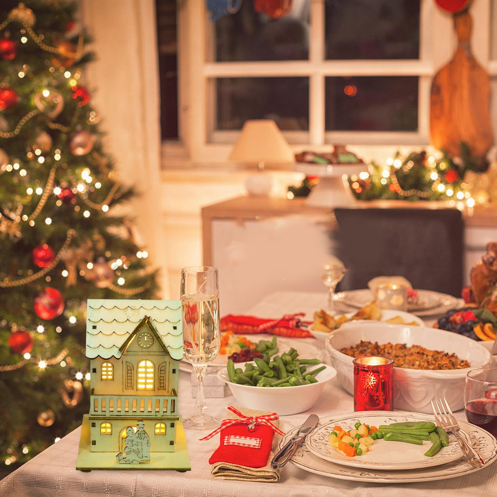 🔥HOT SALE - 49% OFF🔥 -🎄Light-Up Wooden Christmas Village Houses for Crafts