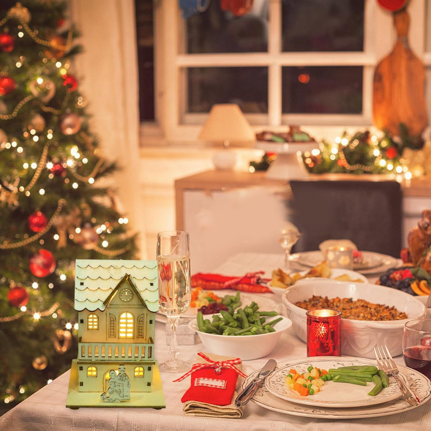 🔥HOT SALE - 49% OFF🔥 -🎄Light-Up Wooden Christmas Village Houses for Crafts