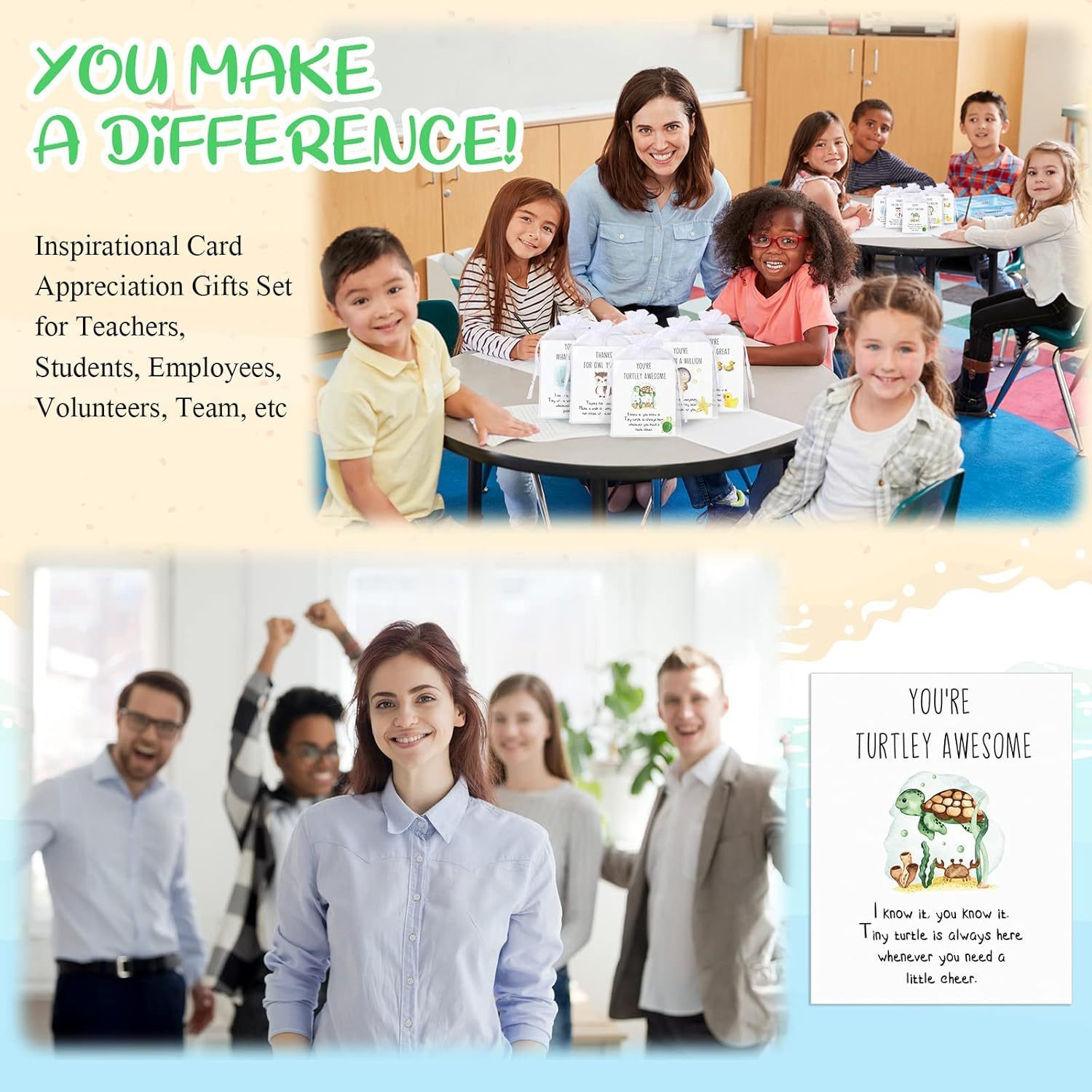 🎁50 Sets Employee Appreciation Gifts - Funny Resin Animals with Thank You Cards (150 PCS)