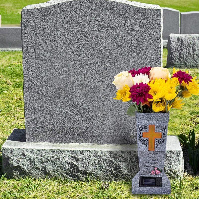 💐🕯️Solar-powered Cross Angel Flowerpot Cemetery Vase