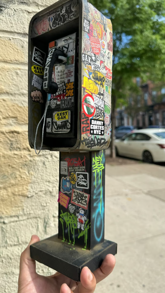 Miniature American Payphone in 1:12 Scale For Action Figure Displays