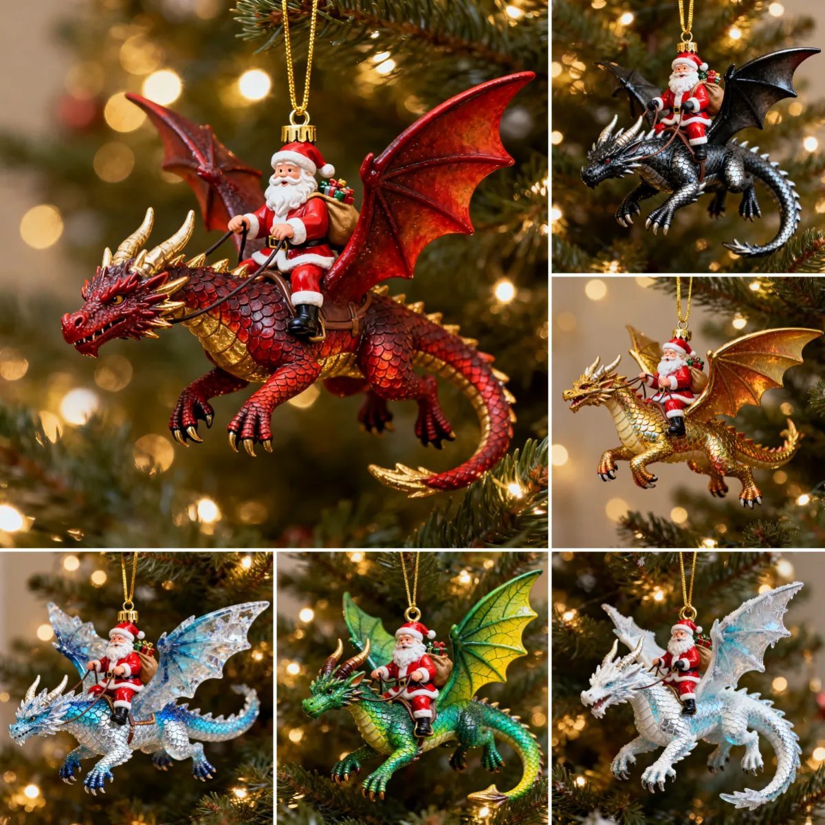🔥HOT SALE - 49% OFF🔥🎄Santa’s Dragon Riders Ornament Collection