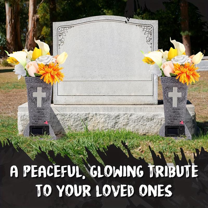 💐🕯️Solar-powered Cross Angel Flowerpot Cemetery Vase