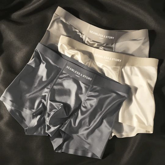 Elegant Silk Men's Ice Silk Underwear Mulberry Silk Antimicrobial Men's Boxer Briefs