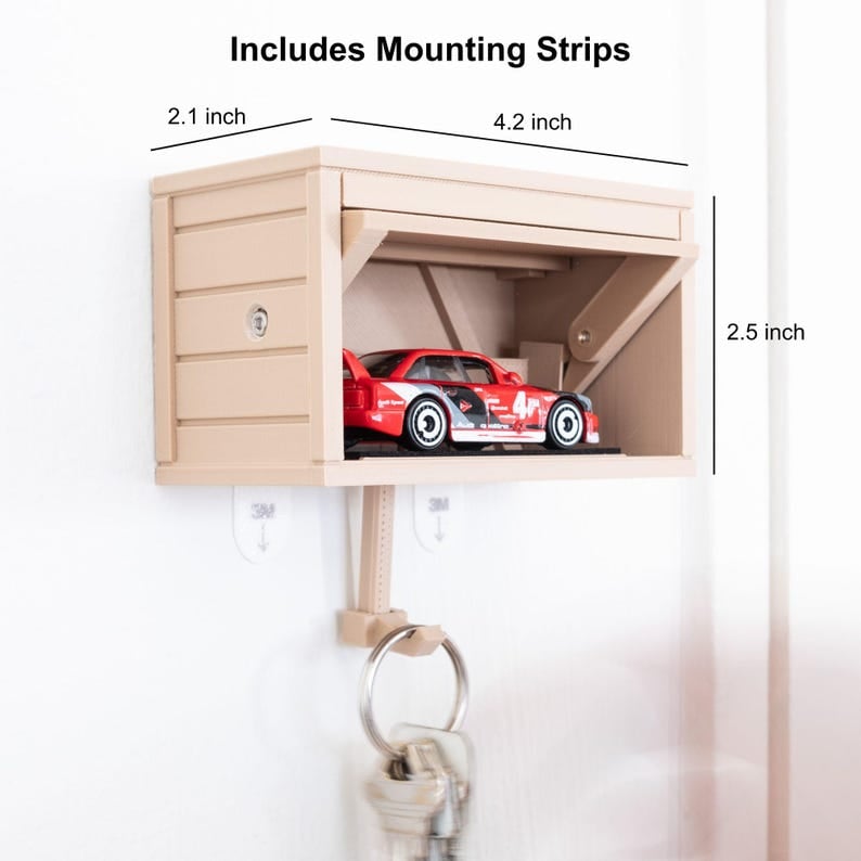 Customizable Key Holder, HotWheels Car Garage with Opening Door (Garage Only) - Beige 3D Printed HotWheels Display image 7