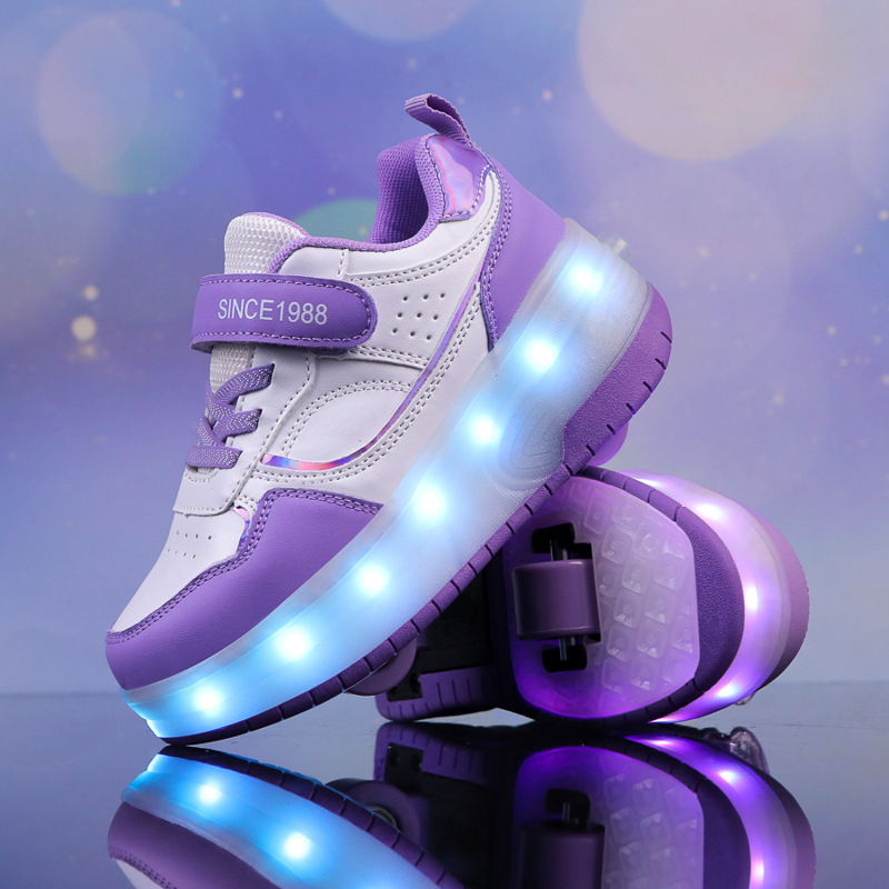 "Dual-purpose" Retractable Kids Roller Shoes with LED Lights