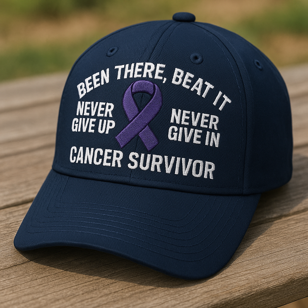 🔥HOT SALE - 49% OFF🔥Cancer Survivor Embroidered Hat – "Never Give Up" Purple Ribbon Hat