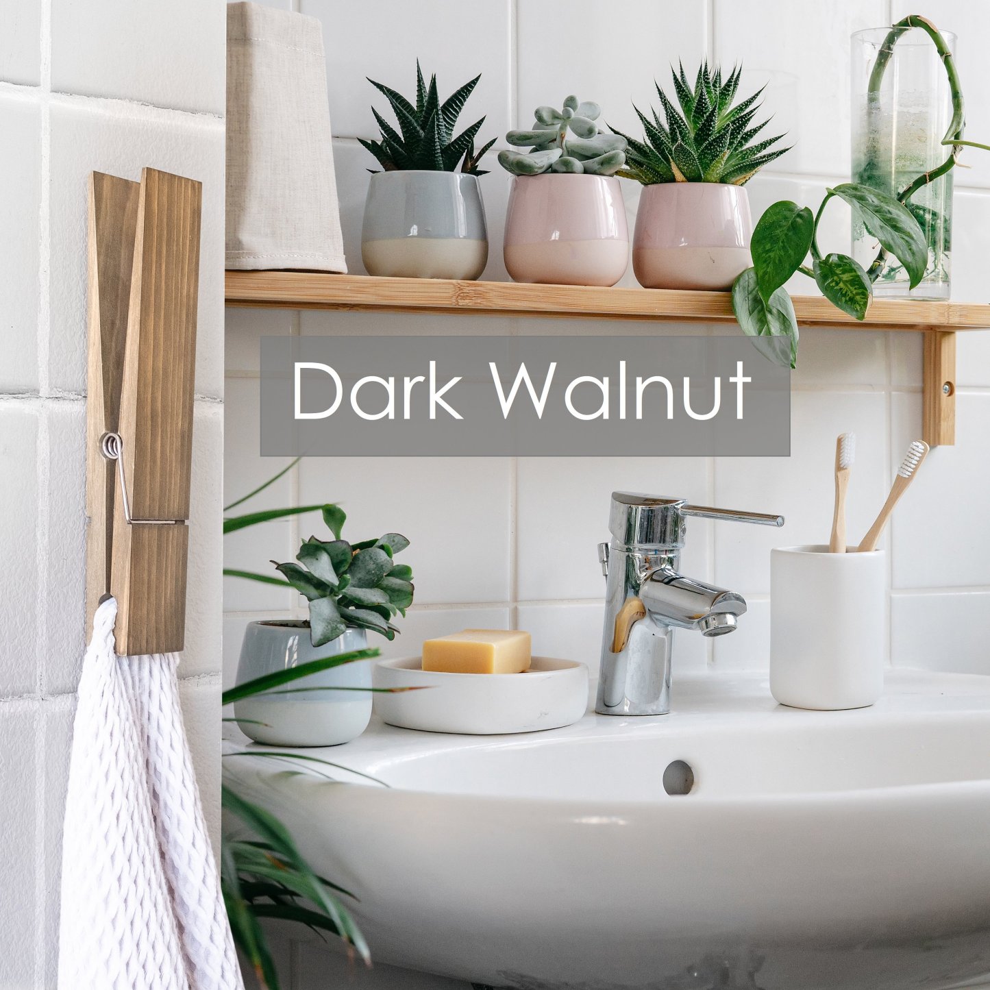 12" Clothespin Bathroom Towel Holder