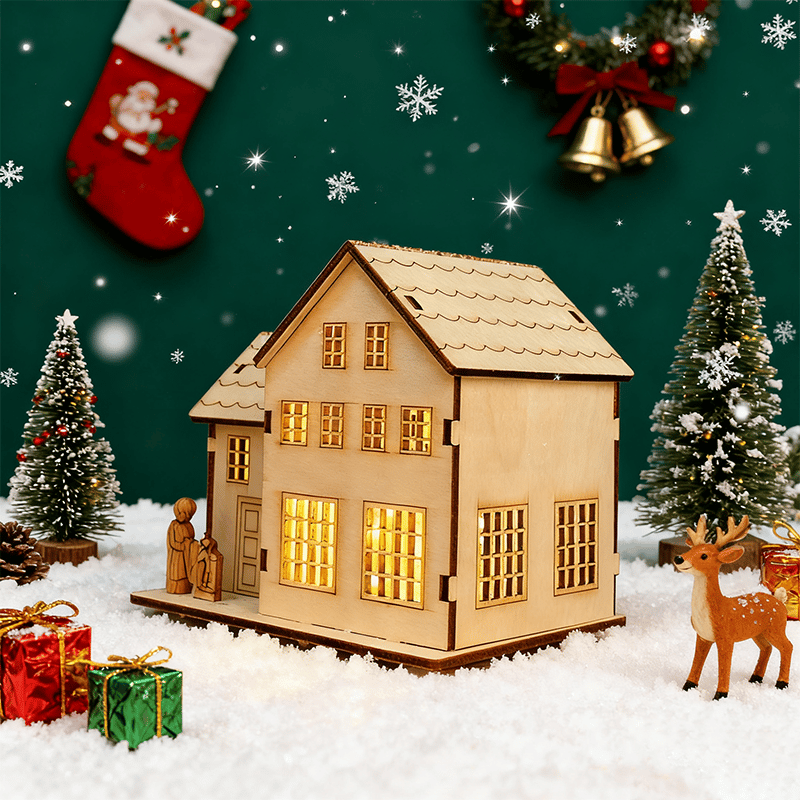 🔥HOT SALE - 49% OFF🔥 -🎄Light-Up Wooden Christmas Village Houses for Crafts