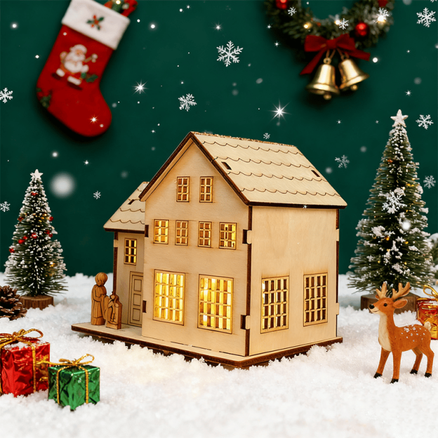 🔥HOT SALE - 49% OFF🔥 -🎄Light-Up Wooden Christmas Village Houses for Crafts