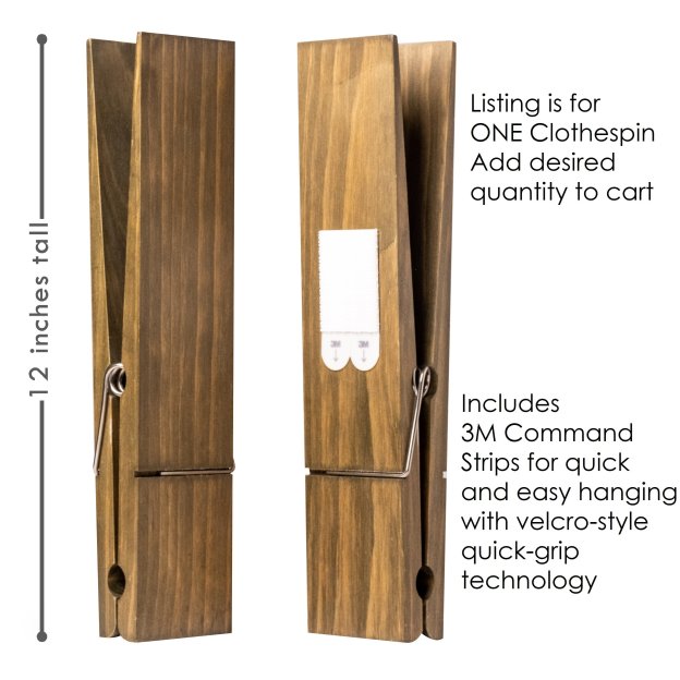 12" Clothespin Bathroom Towel Holder