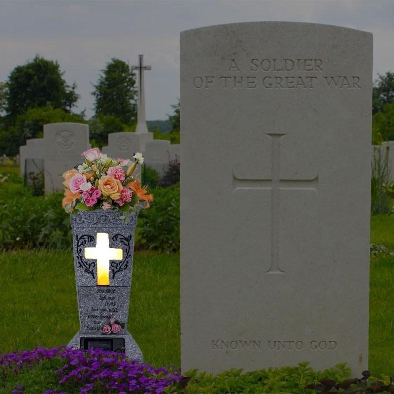 💐🕯️Solar-powered Cross Angel Flowerpot Cemetery Vase