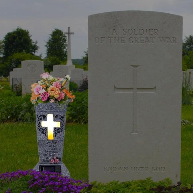 💐🕯️Solar-powered Cross Angel Flowerpot Cemetery Vase