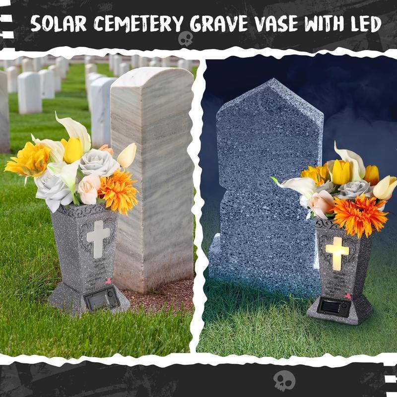 💐🕯️Solar-powered Cross Angel Flowerpot Cemetery Vase