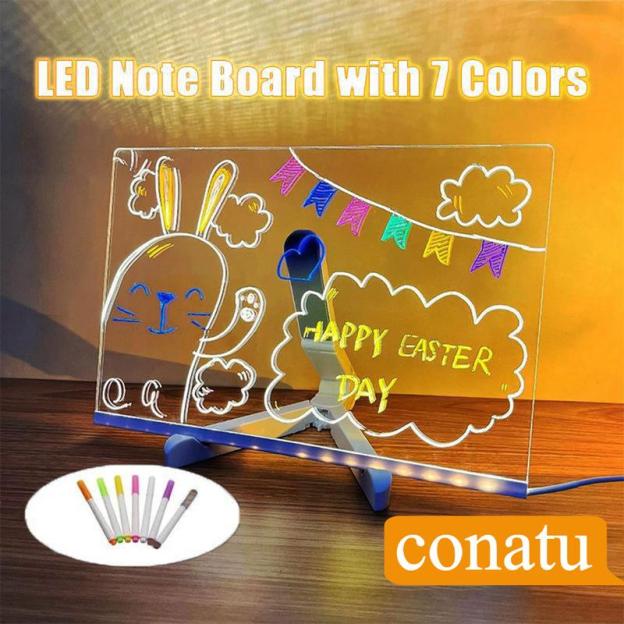 Creative Rewritable Acrylic LED Message Board - （come with 7 Pens）