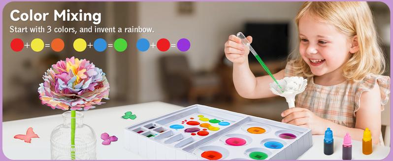 Mimiblooms Paper Flower Craft Kit, Color Changing Flowers Educational Science Toys Gift for Kids Fun Hands On Activities