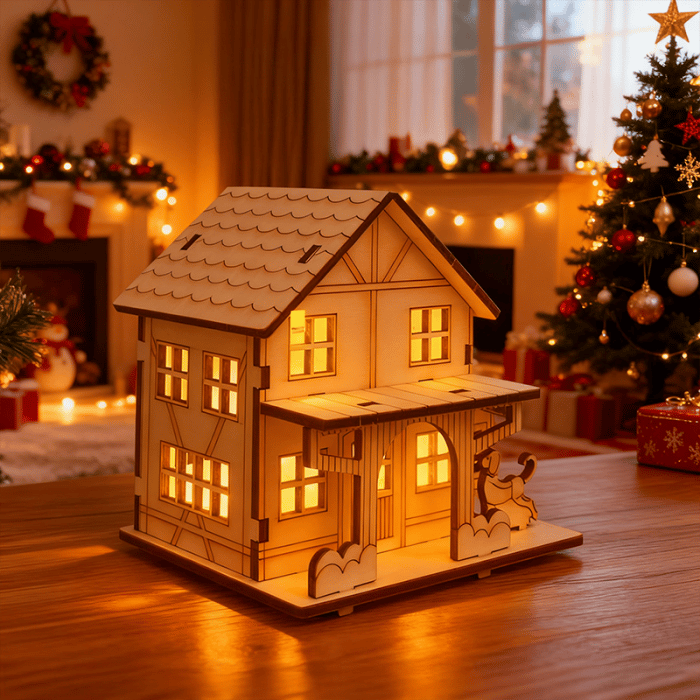🔥HOT SALE - 49% OFF🔥 -🎄Light-Up Wooden Christmas Village Houses for Crafts