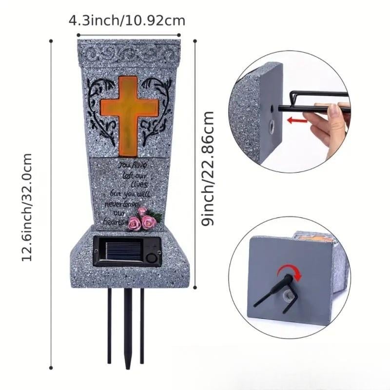 💐🕯️Solar-powered Cross Angel Flowerpot Cemetery Vase