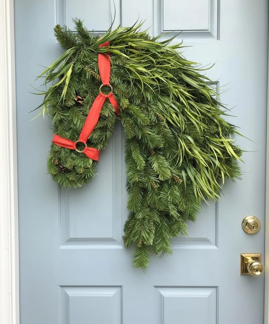 🔥HOT SALE - 49% OFF🔥-🐴Horse Head Wreath – Rustic Farmhouse Equestrian Door Decor✨