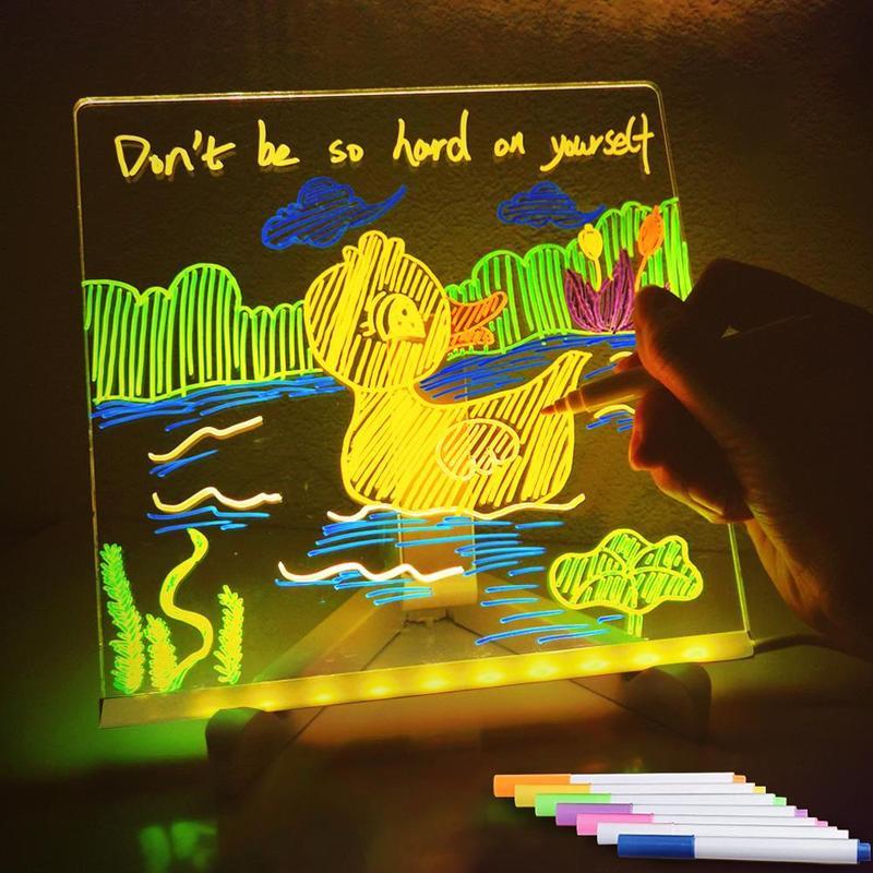 Creative Rewritable Acrylic LED Message Board - （come with 7 Pens）