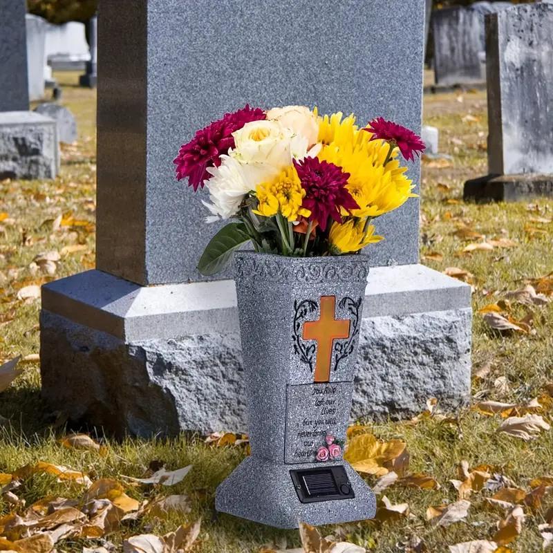 💐🕯️Solar-powered Cross Angel Flowerpot Cemetery Vase