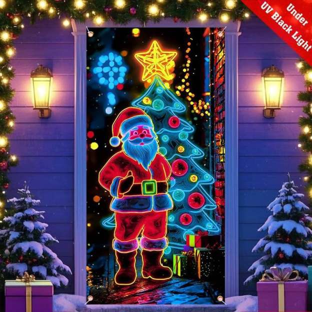 🏆Flash Sale⚡8K+ SOLD! Almost Gone-💥Fluorescent Christmas Door Cover Party Banner