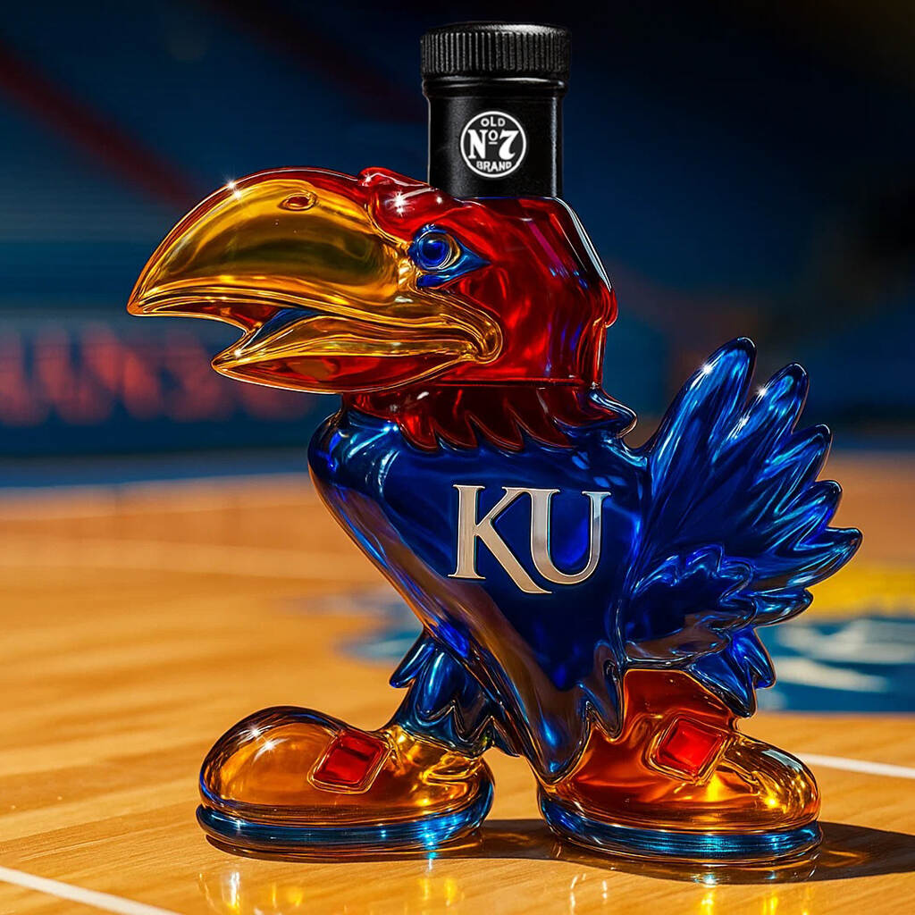 🔥LAST DAY 49% OFF -🐦‍⬛🤘KU Jayhawk Whisky Bottle