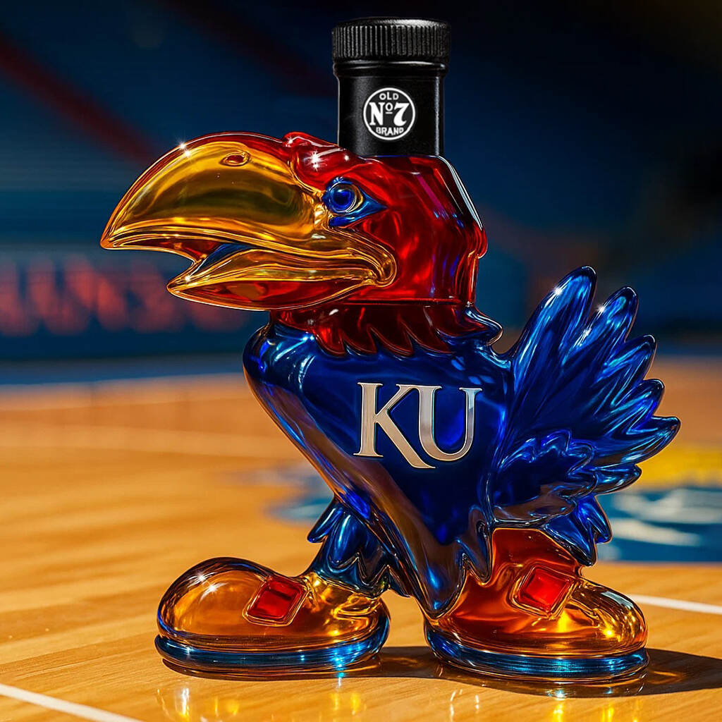 🔥LAST DAY 49% OFF -🐦‍⬛🤘KU Jayhawk Whisky Bottle