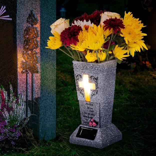 💐🕯️Solar-powered Cross Angel Flowerpot Cemetery Vase