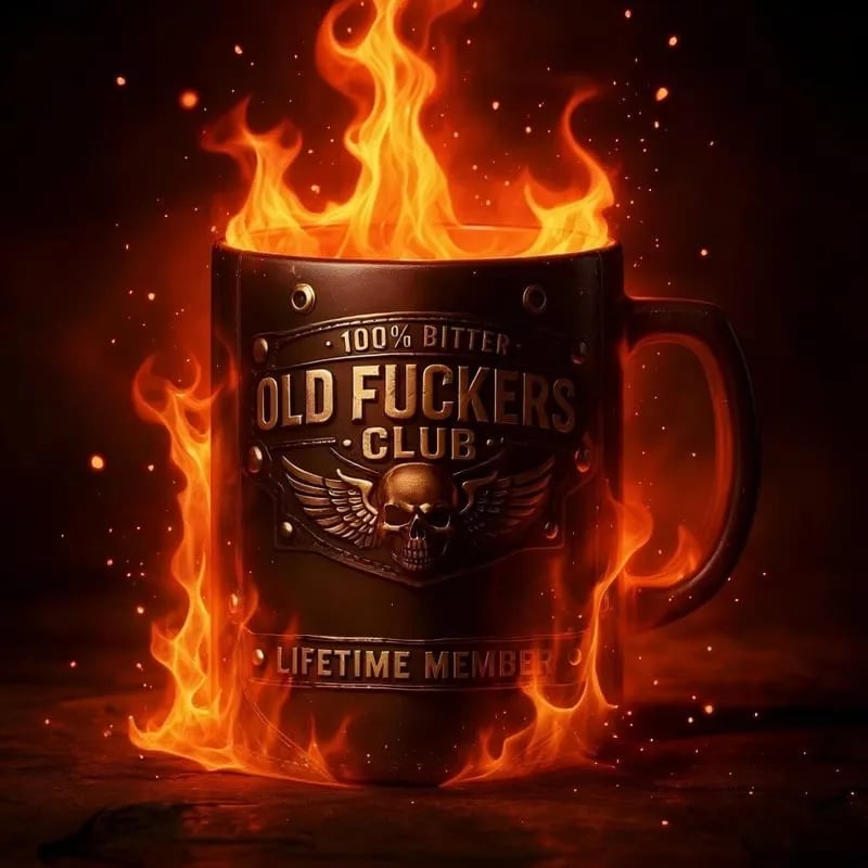 ☕ OLD FUCKERS CLUBTM Mug - 100% Bitter, Always Real. Lifetime Member. 😎💀