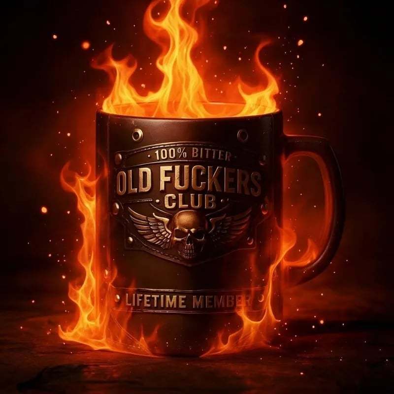 ☕ OLD FUCKERS CLUBTM Mug - 100% Bitter, Always Real. Lifetime Member. 😎💀
