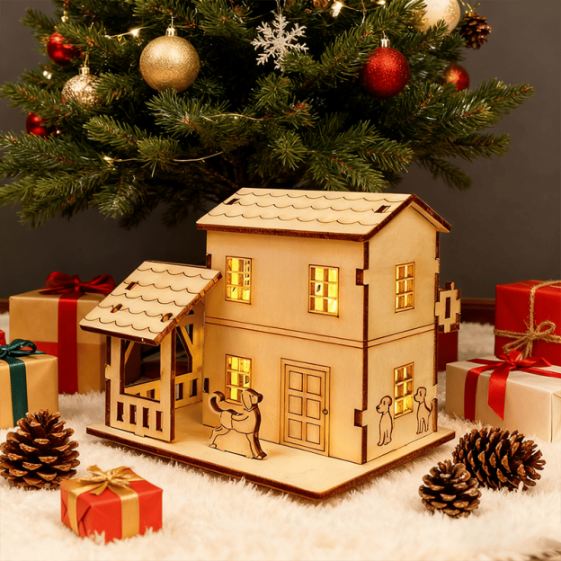 🔥HOT SALE - 49% OFF🔥 -🎄Light-Up Wooden Christmas Village Houses for Crafts