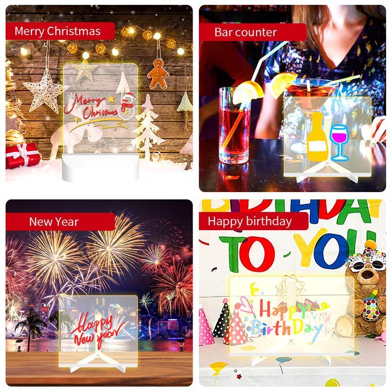 Creative Rewritable Acrylic LED Message Board - （come with 7 Pens）