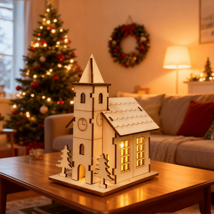 🔥HOT SALE - 49% OFF🔥 -🎄Light-Up Wooden Christmas Village Houses for Crafts
