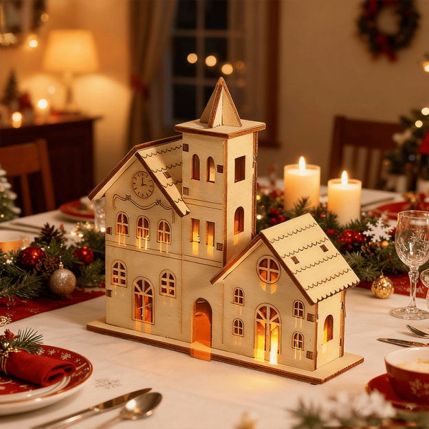 🔥HOT SALE - 49% OFF🔥 -🎄Light-Up Wooden Christmas Village Houses for Crafts