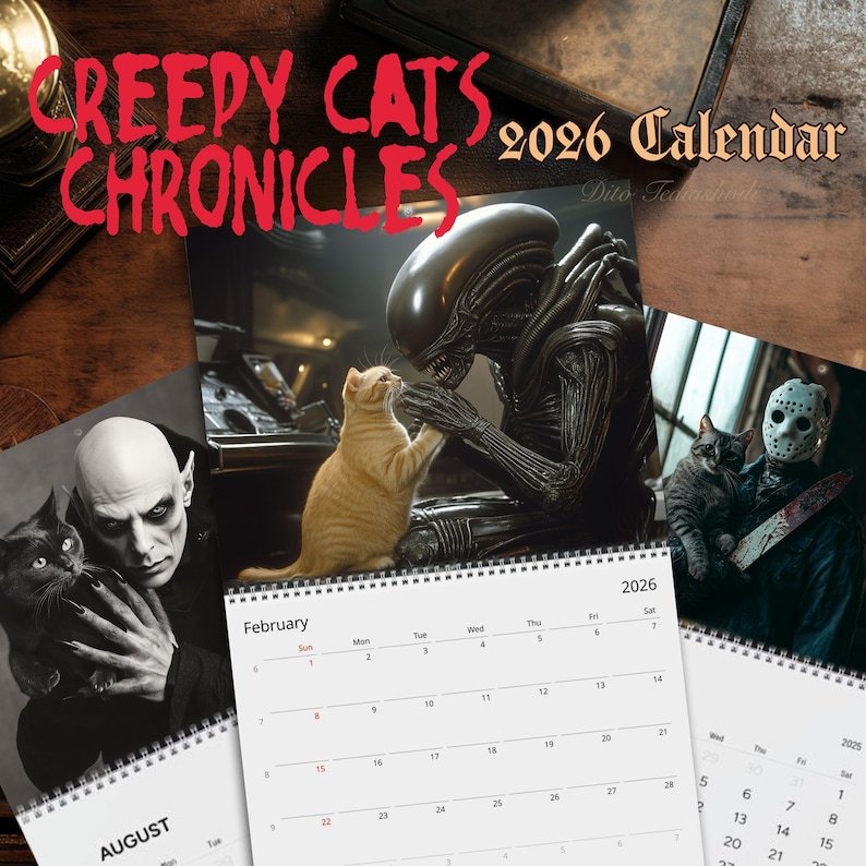 🔥HOT SALE - 49% OFF🔥2026 Halloween Horror Movie & Cats Wall Calendar
