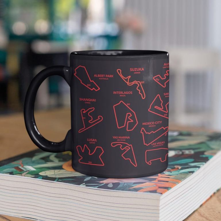 F1 Mug with 2025 Track List
