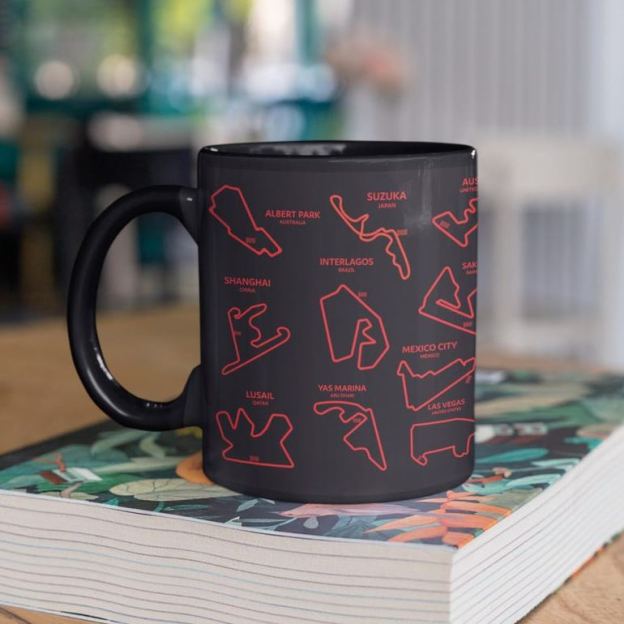 F1 Mug with 2025 Track List
