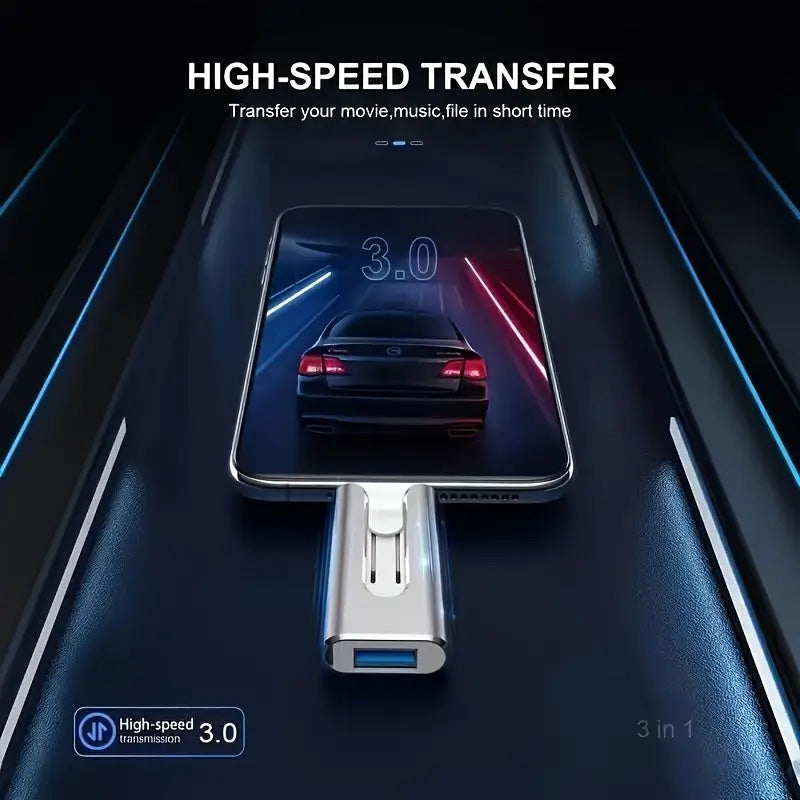 16GB~1TB Micro USB + 8 Pin + USB 3.0 4 in 1 Mobile Phone Computer U-Disk