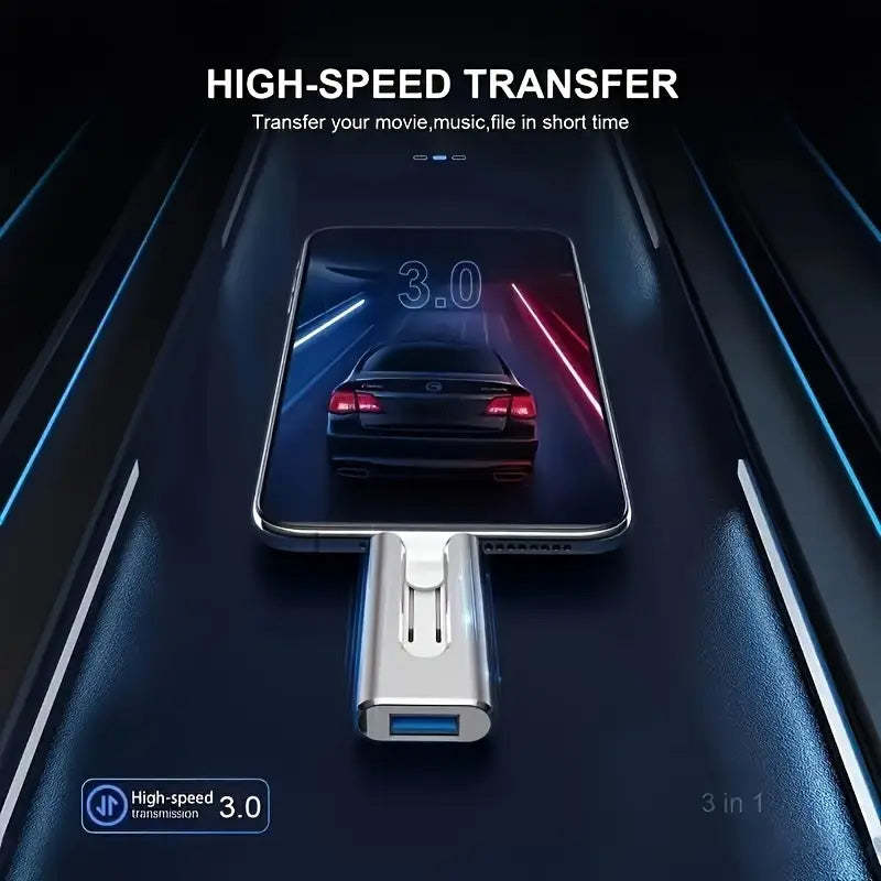 16GB~1TB Micro USB + 8 Pin + USB 3.0 4 in 1 Mobile Phone Computer U-Disk