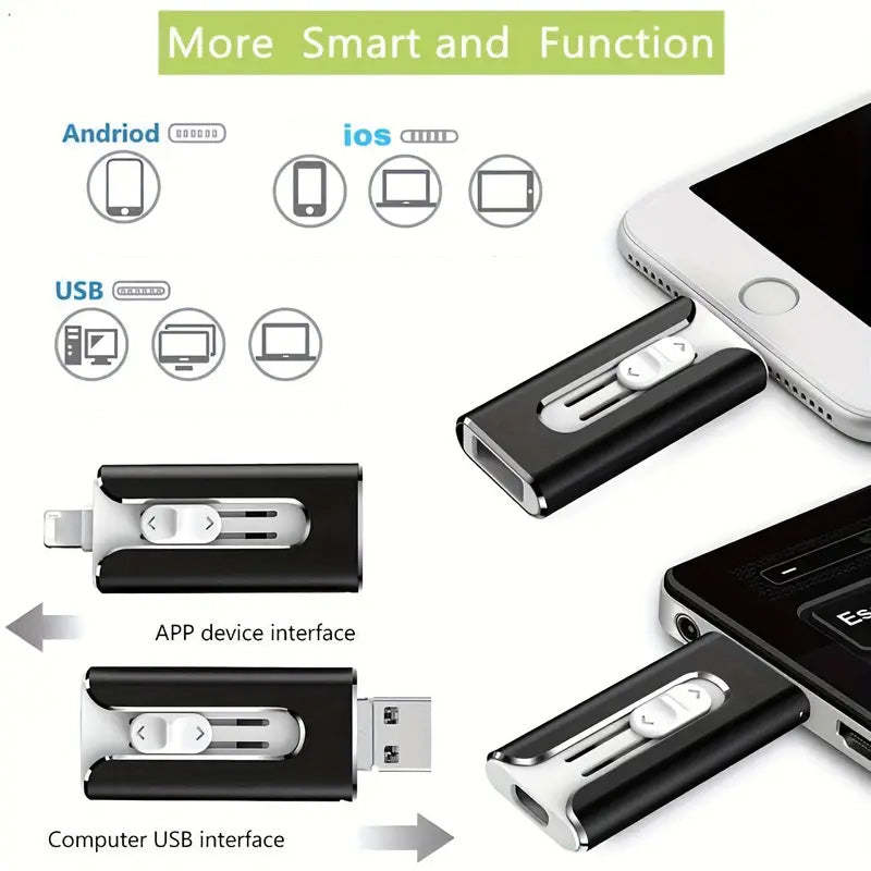 16GB~1TB Micro USB + 8 Pin + USB 3.0 4 in 1 Mobile Phone Computer U-Disk