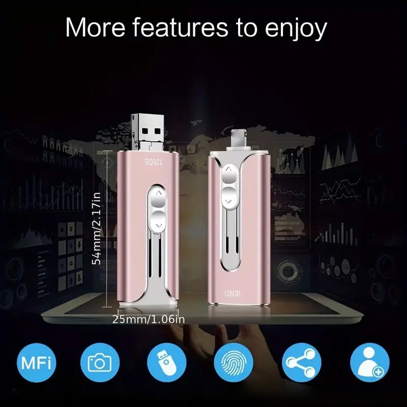 16GB~1TB Micro USB + 8 Pin + USB 3.0 4 in 1 Mobile Phone Computer U-Disk