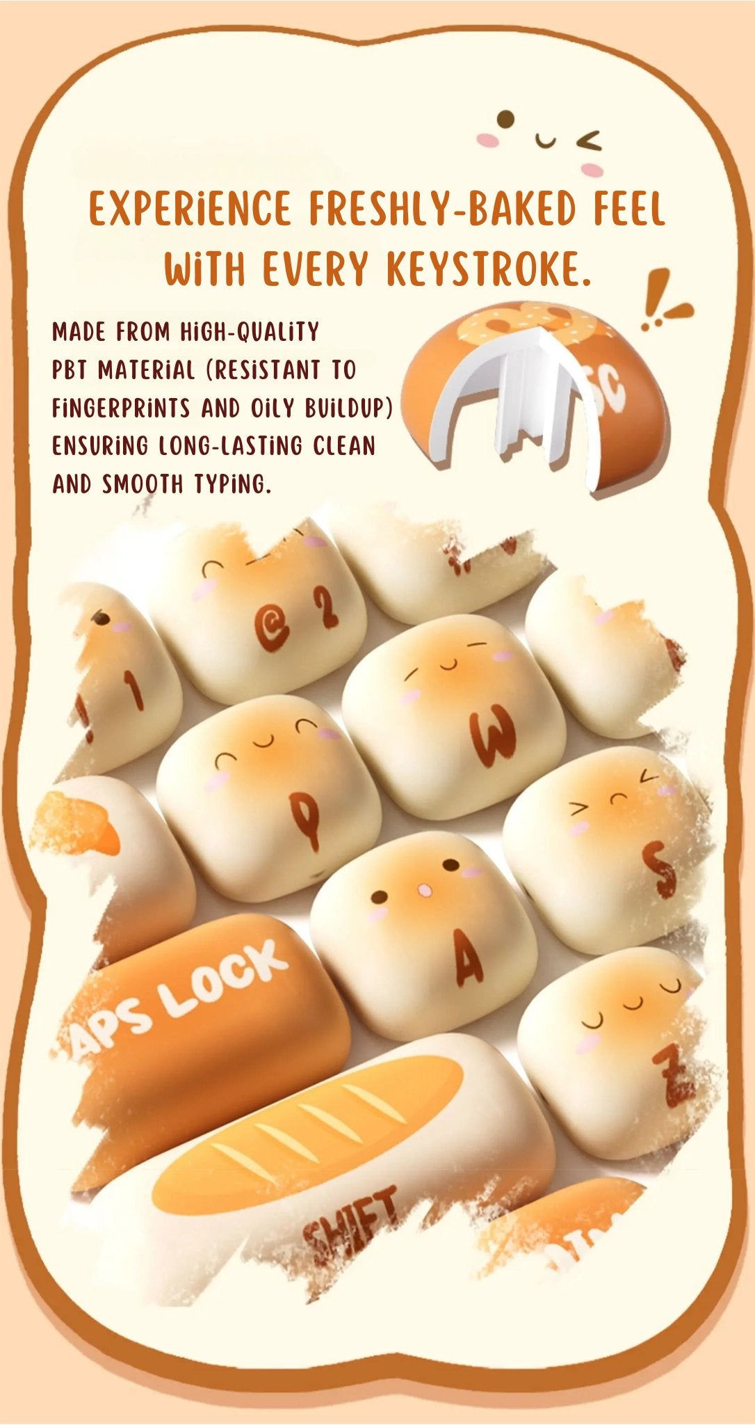 WonderBun Toasted Bread DIY Keycaps Limited Edition - DIYative