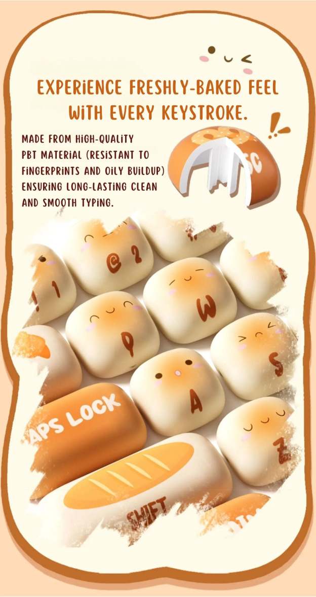 WonderBun Toasted Bread DIY Keycaps Limited Edition - DIYative