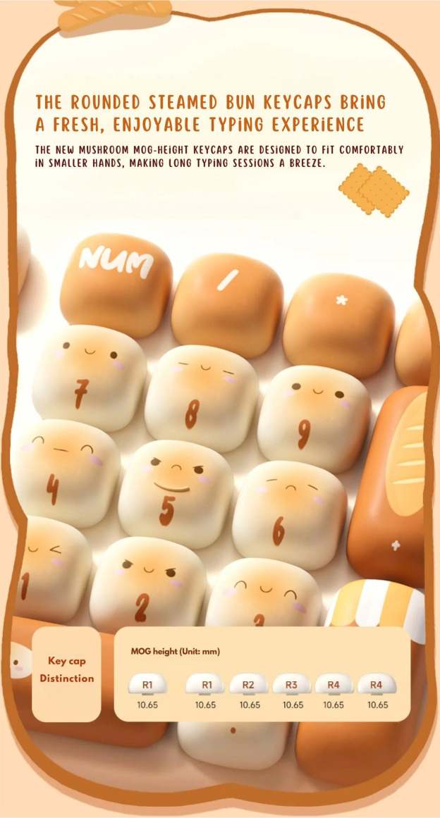 WonderBun Toasted Bread DIY Keycaps Limited Edition - DIYative