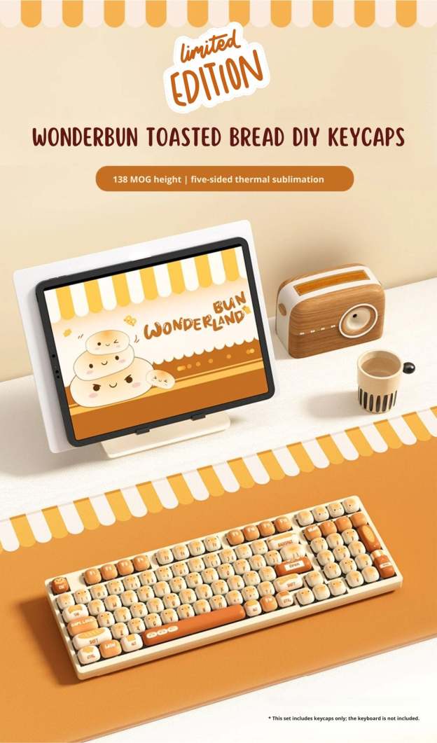 WonderBun Toasted Bread DIY Keycaps Limited Edition - DIYative