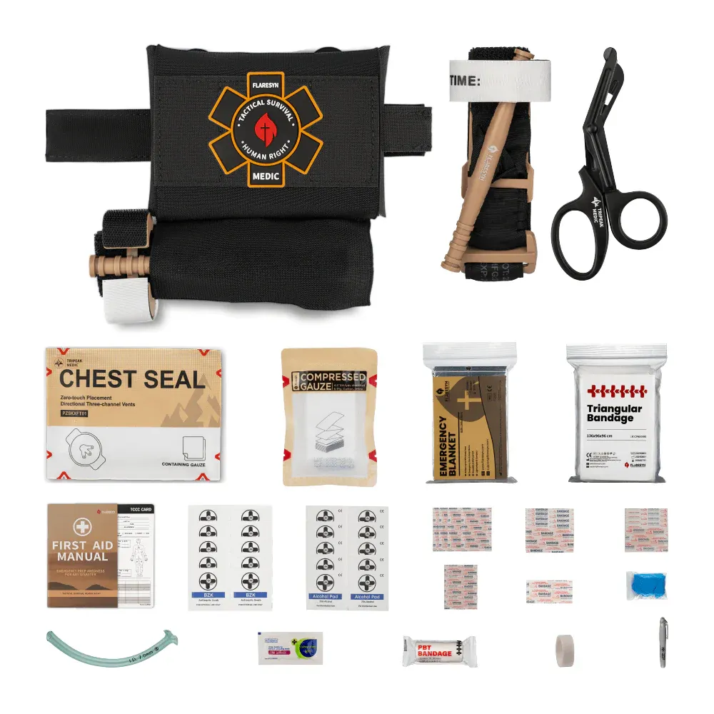 FlareSyn Micro Trauma EDC MOLLE Pouch with Rapid Deploy Tourniquet Sleeve